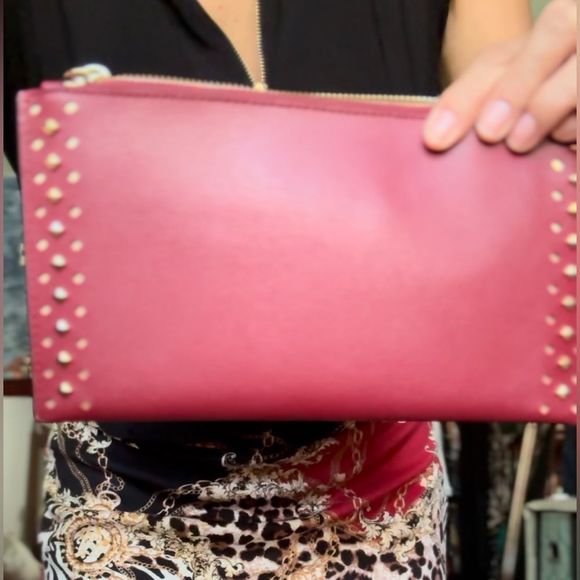 Authentic Michael Kors Jet Set Travel Clutch Wristlet NWOT - Red Studded - Picture 12 of 12